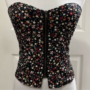 Floral Bustier Top with Zipper